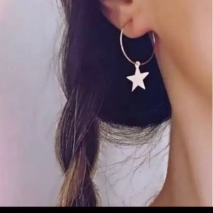 🌻 Cute silver star hoops